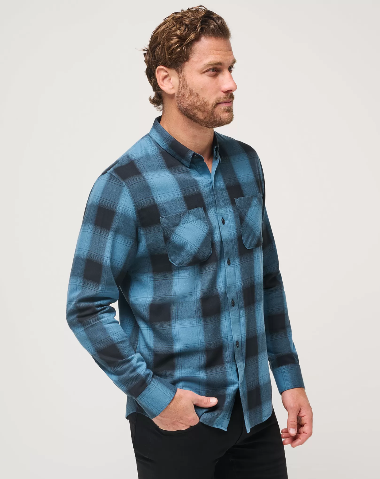 CLOUD FLANNEL PLAID BUTTON-UP*TravisMathew New