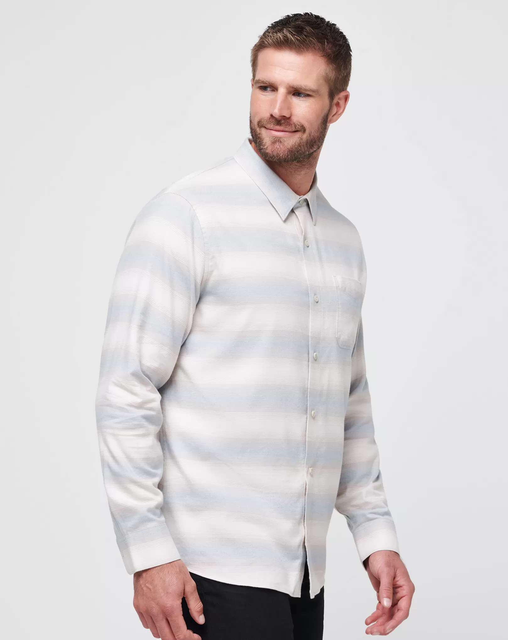 CLOUD FLANNEL STRIPE BUTTON-UP*TravisMathew Hot