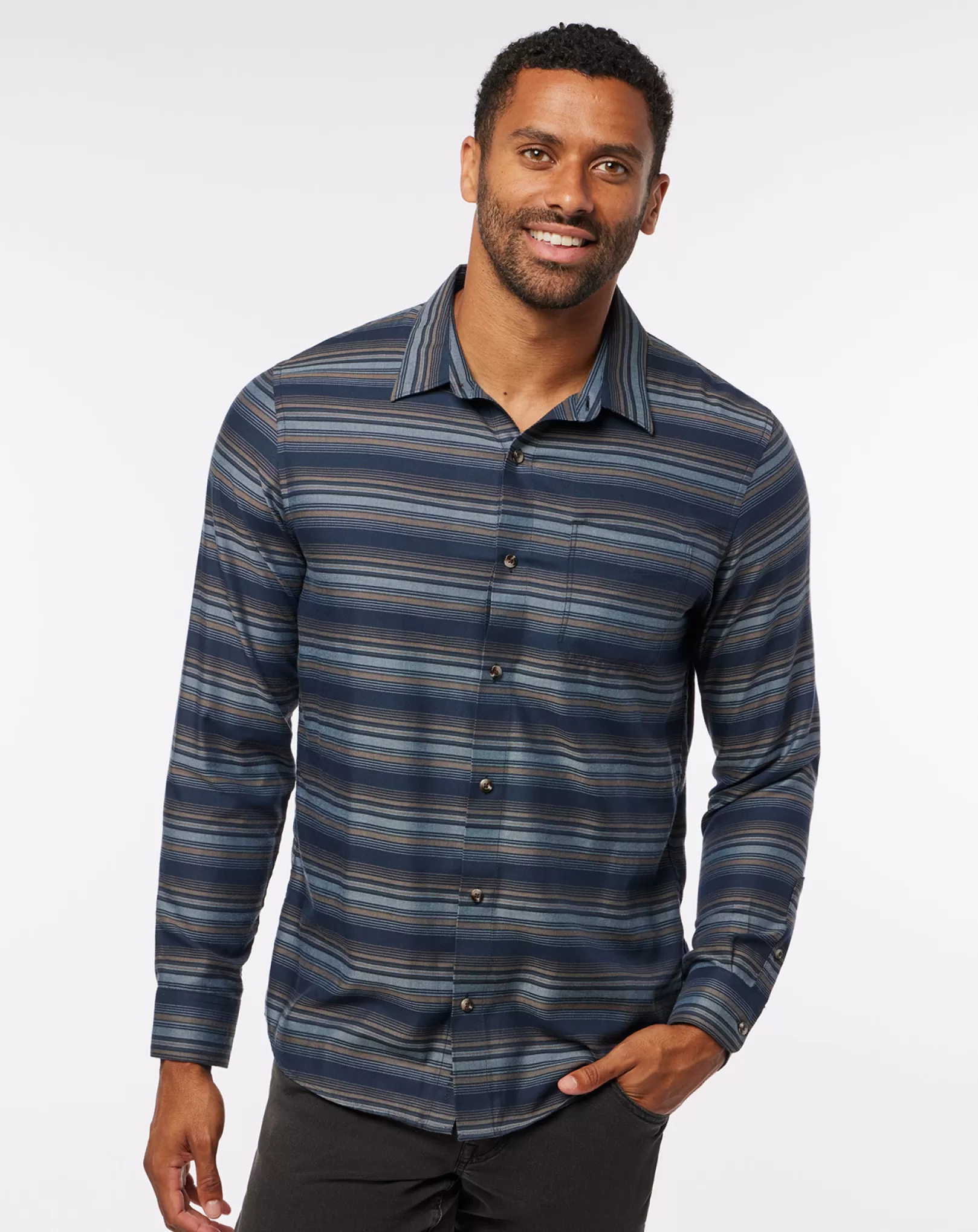 CLOUD FLANNEL STRIPE BUTTON-UP*TravisMathew Fashion