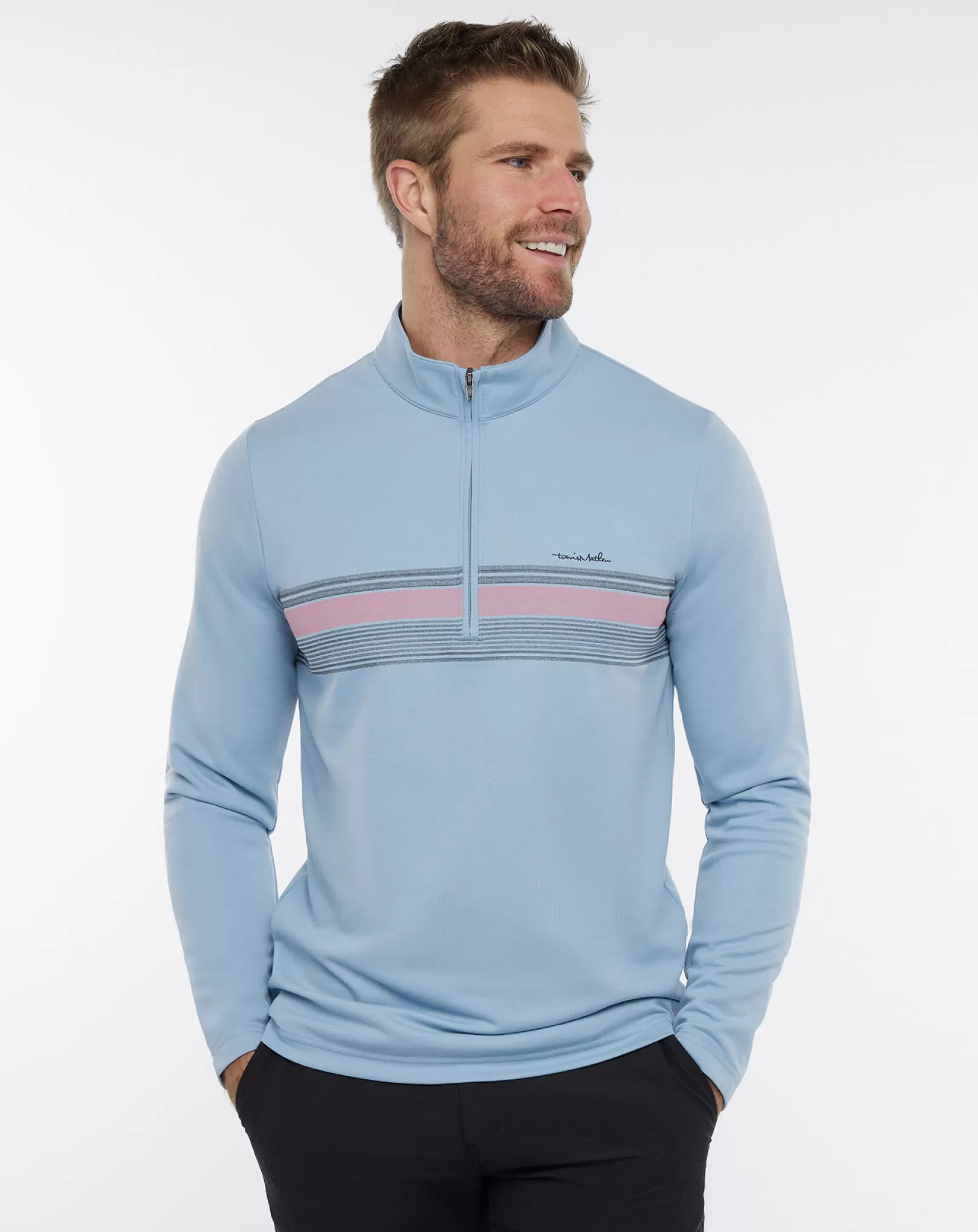 UPGRADED STRIPED QUARTER ZIP*TravisMathew Store