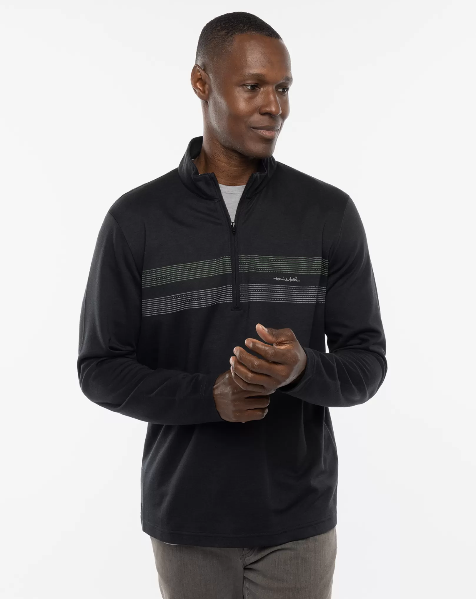 UPGRADED STRIPED QUARTER ZIP*TravisMathew New